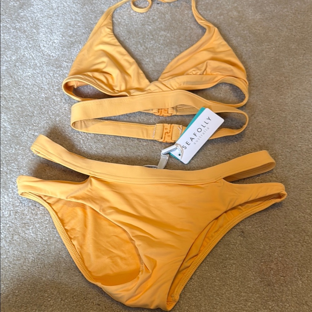 Seafolly Mustard Yellow Wrap Triangle Bikini